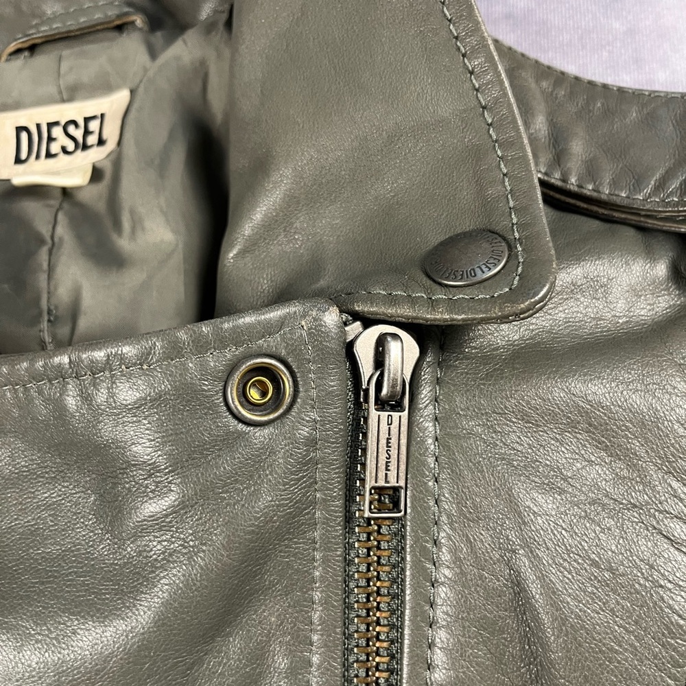 Diesel Olive Leather Jacket - Picture 6 of 8